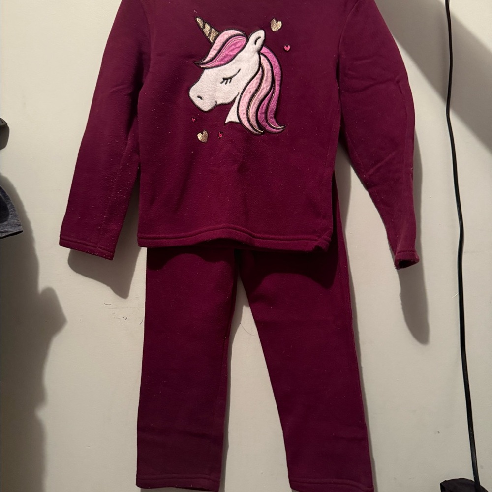 GB Girls Burgundy Unicorn Pajama Set